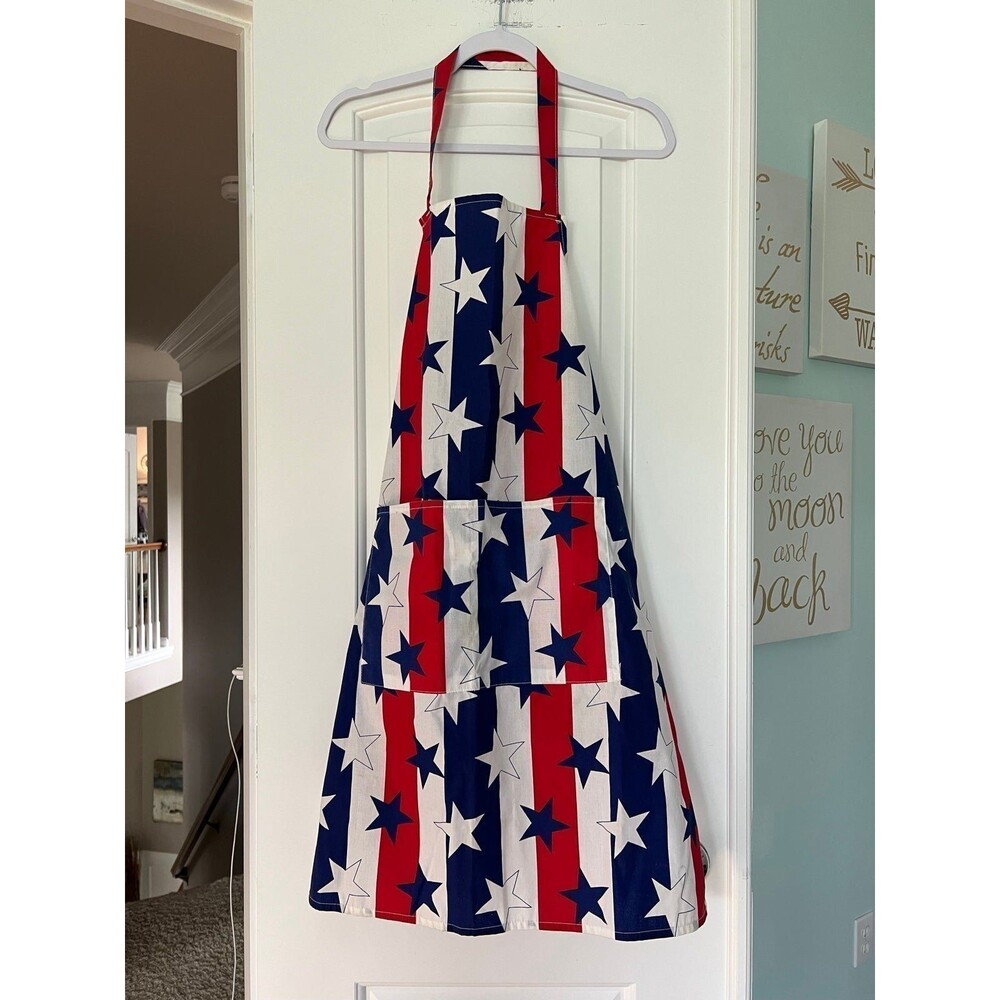 Apron Americana Star Print Grilling Summer Fourth of July Cooking Unisex Apron